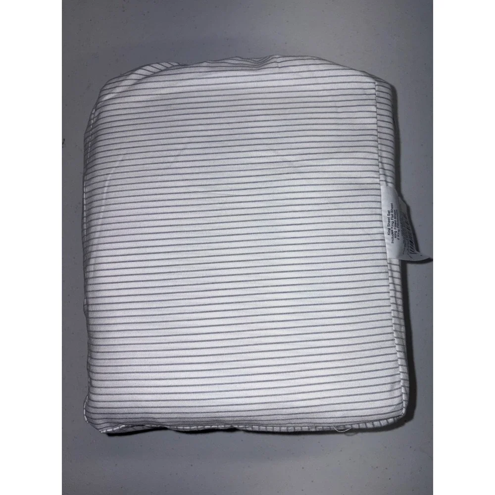 Target King Sheet Set Grey White Pinstripe Flat Fitted 2 Pillowcases 4pc Set